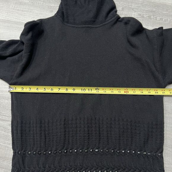 ESCADA Wool Cashmere Turtleneck Fringe Sweater Size 40 Black